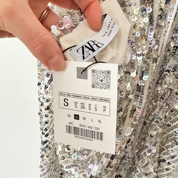 Zara Multicolor Sequin Cowl Back Mini Dress NWT Size Small - Picture 8 of 9